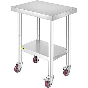 24"x18" Mophorn Stainless Steel Work Table w/ Adjustable Undershelf & Wheels $56.58 + Free Shipping