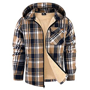 SWISSWELL Mens Sherpa Lined Fleece Flannel Zip Up Hoodies - $14.99 - $19.99 AC