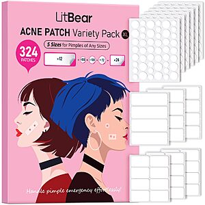 LitBear Large Pimple Patches, 5 Sizes 324 Patches Big Acne Patches - $4.49 AC
