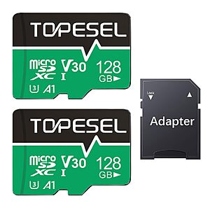TOPESEL 128GB Micro SD Card 2 Pack with Adapter $39.59 @ Amazon