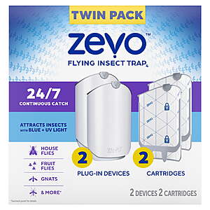 $37.87 FS WALMART get $8 Walmart cash and counts for P&G REBATE Zevo Fly Trap:  Flying Insect Light Trap Indoors, Full Size (2 Devices & 2 Cartridges)