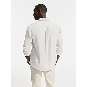 PJ PAUL JONES Mens Linen Long Sleeve Button Down Casual Shirt $9.99