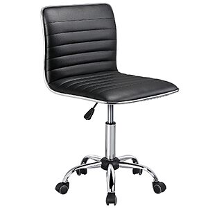 Yaheetech Armless PU Leather Desk Chair (Black) $46.91 + Free Shipping