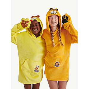 Justice Girls Long Sleeve Hooded Sleeper, Sizes S/M to L/XL (Garfield or Odie) - from $7.86