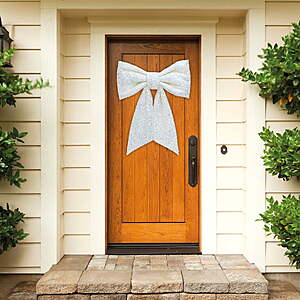 $16.88 FS Walmart+ or Pick Up Silver Sequin or Red Velvet Front Door Decorative Christmas Bow, 28", by Holiday Time