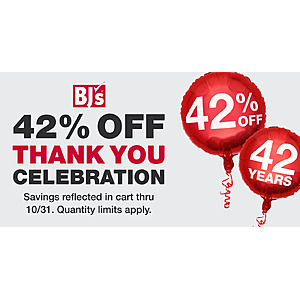 BJ's Wholesale Club Thank You Celebration: Select Items 42% Off In Cart (Thru 10/31)