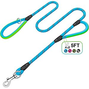 5' Xiaz Heavy-Duty Dual-Handle Dog Leash w/ Reflective Rope (Blue) $2.99 + Free Shipping w/ Prime or on $35+