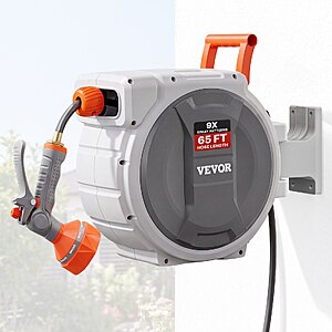 VEVOR Retractable Garden Hose Reel, 1/2 Inch x 65 ft Wall Mounted Hose Reel $56.53 + Free Shipping