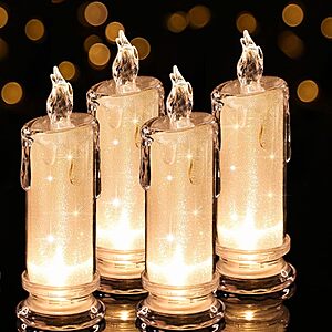 LED Flameless Battery Operated Flickering Candles: 4-Pc $9.59, 6-Pc $11.40 + Free Shipping w/ Prime or on $35+