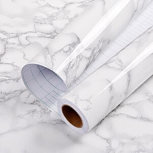 $3 ac AMAZON Glossy Marble Contact Paper White Peel and Stick for Countertop