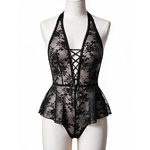 Avidlove Women's Lace Lingerie Bodysuit w/ Halter Neck & Adjustable Ribbon (Various Colors) $5 + Free Shipping w/ Prime or on $35+