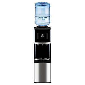 Primo Water Top Loading Water Cooler Dispenser, 3 Temperatures, Black & Stainless Steel $99