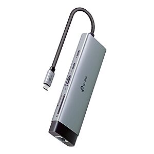 TP-Link USB C Hub 9-in-1 Multiport Adapter (UH9120C) Plug & Play | 4K@60Hz HDMI,1G ethernet, SD & microSD, 100W Power Delivery, 1×USB-C + 3×USB-A Data Ports |