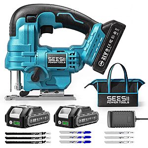 [Prime] Seesii Cordless Jigsaw w/ 2x 2.0Ah Batteries, Charger, 9 Blades & Storage Bag $39.89 + Free Shipping