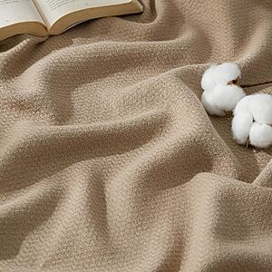 50"x70" Bedsure 100% Cotton Herringbone Weave Throw Blanket (Light Brown) $11.49 + Free Shipping w/ Prime or on $35+