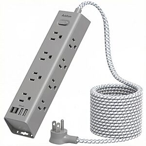 15' 1080J Addtam Power Strip Surge Protector w/ 12 AC Outlets & 4 USB Ports (Grey) $19.99 + Free Shipping w/ Prime or on $35+
