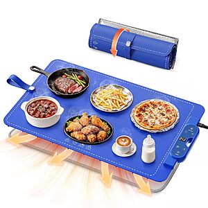 26"x15" FJAU Electric Silicone Food Warming Mat w/ 7 Heat Levels & 8-Hour Timer (Blue) $14.99 + Free Shipping w/ Prime or on $35+