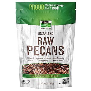 [SnS] $7.31 | 12-Oz NOW Real Food Pecans, Raw and Unsalted, Halves and Pieces at Amazon