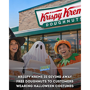 Krispy Kreme dougnut when you wear a costume on 10/30 and 10/31
