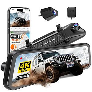 WOLFBOX G900 Core-N 12" 4K Mirror Dash Cam Front and Rear, STARVIS 2 IMX678 $199.49 + Free Shipping
