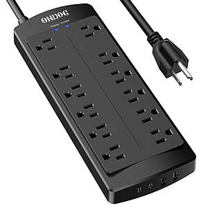 12-Outlet Power Strip - 4 USB Charging Ports (2 USB-C), 2700 Joule Surge Protection, Durable 6ft Extension Cord for Home and Office $21.99