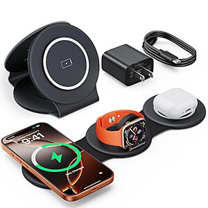 Hicober 3-in-1 Wireless Charging Station for iPhone, Apple Watch & AirPods (Black) $12.49 + Free Shipping w/ Prime or on $35+