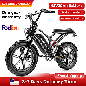 Cybervelo EK11 1000W Electric Bike 48V 20Ah 20" Fat Tire 30 MPH $414 + Free Shipping $414.4