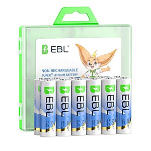 EBL Lithium AA Batteries 12 Pack, Longest Lasting 3700mAh 1.5V Non-Rechargeable, Upgraded Super Ⅲ AA Lithium Batteries for Blink Camera, Doorbell, Smart Lock Deadbolt $16.99