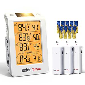 Prime: Baldr Wireless Indoor-Outdoor Thermometer with 3 Remote Sensors 4.8" LCD $19.99 + Free Shipping