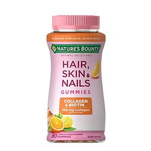 80-Count Nature's Bounty Hair, Skin & Nails Gummies w/ Biotin & Collagen, Tropical Citrus $4.03 ($0.05 Each) w/ S&S + Free Shipping w/ Prime or on $35+