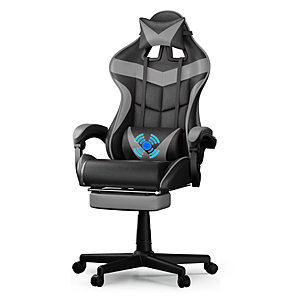 Gaming Chair with Footrest, Ergonomic Game Gamer Chair with Lumbar Support & Headrest, Recliner Leather Computer Chairs $53.98