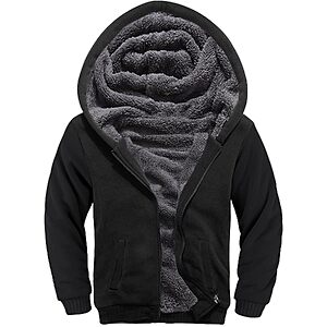 SECOOD Kids Hoodie Fleece Warm Sherpa Lined Zip Up Hooded Soft Winter Jacket, Black $19.99 AC