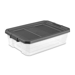 Sterilite 40 Quart Medium Stackable Storage Bin, Clear Plastic Underbed Storage Container with Latch Lid, Dark Gray $10.98