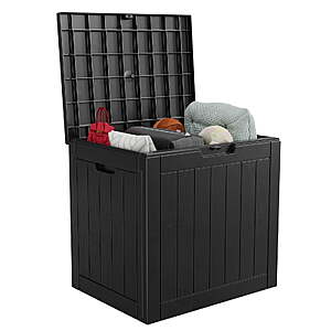 EasyUp 30 Gallon Resin Deck Box, Lockable Patio Outdoor Storage Box for Furniture, Garden Tools and Tools Storage, Waterproof Outside Storage Boxes(Black) $25.99 + Free Shipping