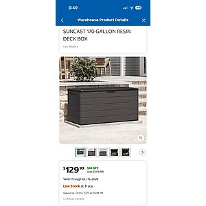 [Costco Members] - In Store Only - Suncast 170 Gallon Resin Deck Box $129.99 [YMMV]