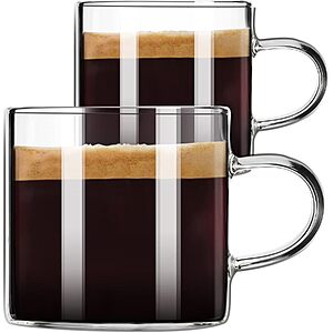 2-Pack 4.3-Oz Clear Borosilicate Glass Espresso Cups w/ Handles $4.99 + Free Shipping w/ Prime or on $35+
