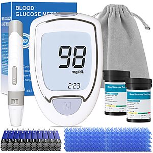 Blood Glucose Monitor, Glucometer Kit with 100 Strips and Lancets, Diabetic Testing Kit $12.49