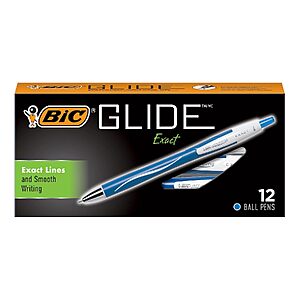 12-Count BIC Glide Exact Retractable Ballpoint Pens (Blue, Fine Point) $5.41 w/ S&S + Free Shipping w/ Prime or on $35+