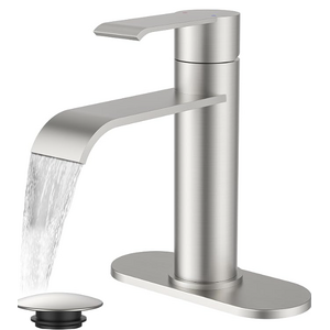 FORIOUS Waterfall Bathroom Faucet Single Hole Brushed Nickel $24.99