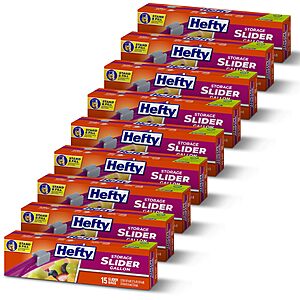 [S&S] $17.80: Hefty Slider Storage Bags, Gallon Size, 135 Count (9 Pack)