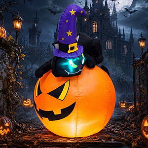 3.9' VETPW Halloween Inflatable Black Cat on Pumpkin w/ LED Lights $16.99 + Free Shipping w/ Walmart+ or on $35+