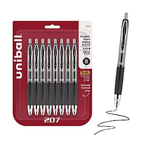 8-Count Uni-Ball 207 Retractable Gel Pens (Black, 0.7mm Medium Point) $5.69 w/ S&S + Free Shipping w/ Prime or on $35+