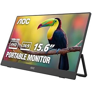 $59.99* | 15.6" AOC 1080p 60Hz Portable IPS Monitor w/ USB-C, Mini HDMI & Built-In Speakers at Amazon