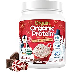 [SnS, AC] $13.23 | 1.02-Pound Orgain Organic Vegan Protein Powder (Peppermint Hot Cocoa) at Amazon