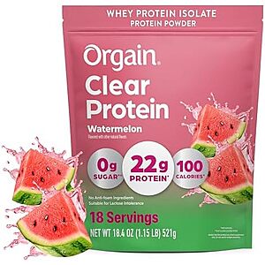 [SnS, AC] $19.60 | 1.15-Pound Orgain Clear Whey Isolate 22g Protein Powder (Watermelon) at Amazon
