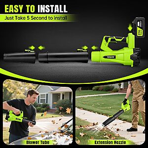 Leaf Blower Cordless 650CFM with 2x4.0Ah Battery & Fast Charger $69.98