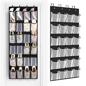 24-Pocket Over-the-Door Shoe Organizer, Black – $7.99, Free Shipping for Members or $35+ Orders