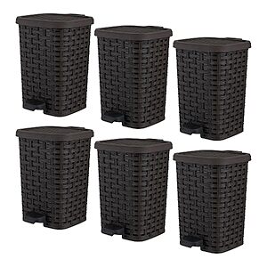 6-Pack 1.5-Gallon Mini Step-On Trash Can w/ Lid & Removable Inner Bucket (Wicker Brown) $34.87 + Free Shipping w/ Prime or on $35+
