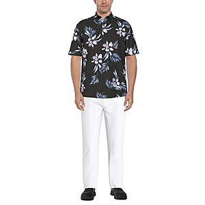 Cafe Luna Men's Tropical Flower Print Short Sleeve Shirt $3.8