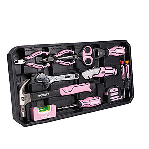 Kobalt 20-Piece Pink Household Tool Set with Hard Case $25